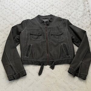 Converse Gray Faux Leather Jacket